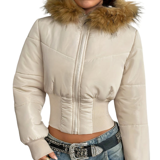 Cropped Jacket with Fur Hood