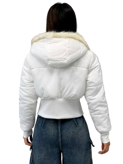 Cropped Jacket with Fur Hood