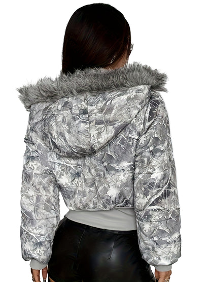 Cropped Jacket with Fur Hood