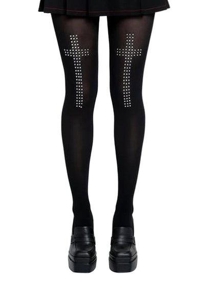 Women's Y2K Studded Cross Tights