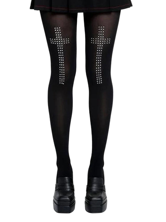 Women's Y2K Studded Cross Tights
