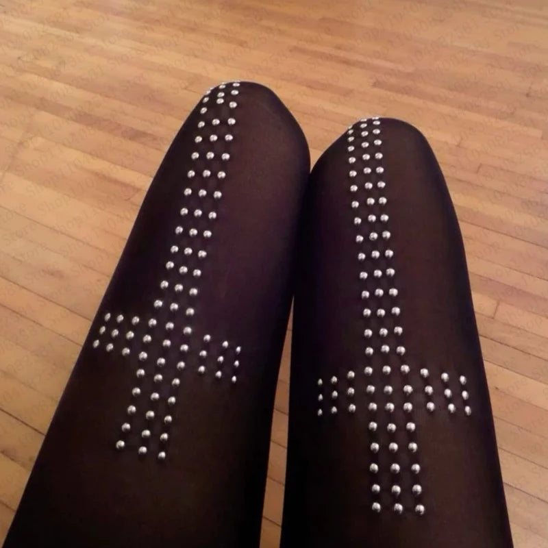 Women's Y2K Studded Cross Tights