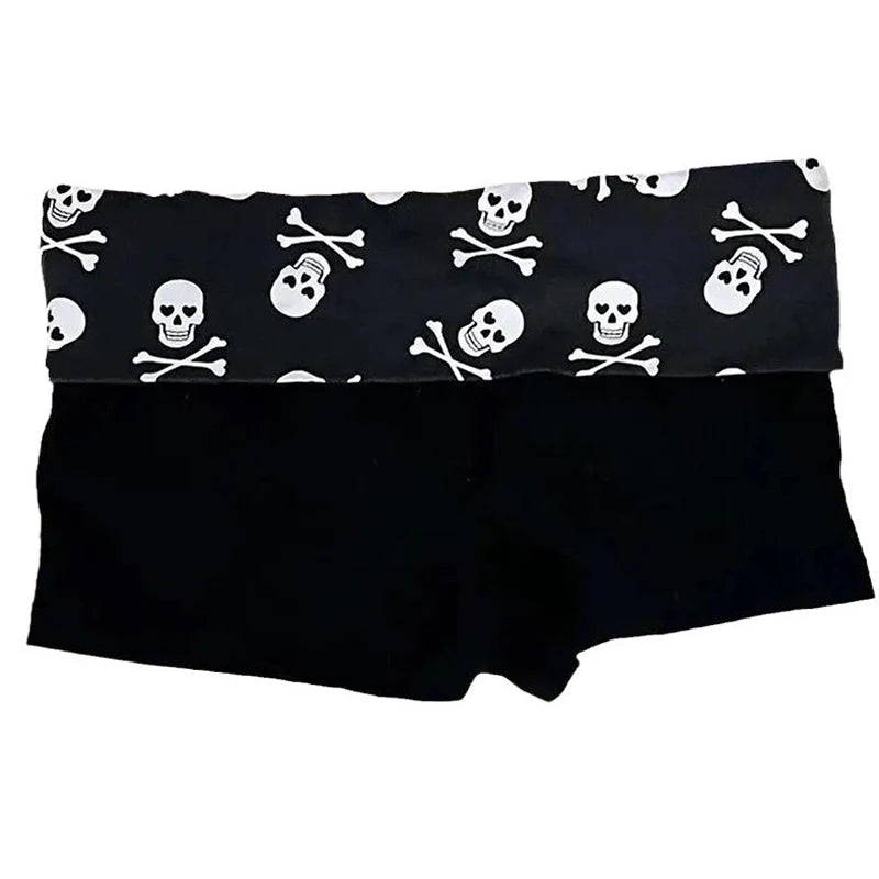 Skull Fold-Over Mini Shorts