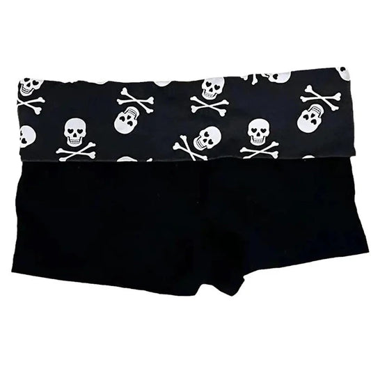 Skull Fold-Over Mini Shorts