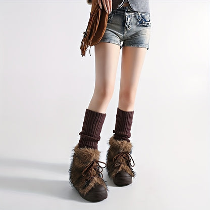 Fluffy Lace Up Boots